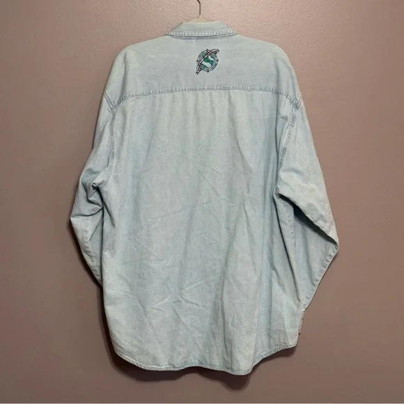 Vintage Men's Hard Rock Cafe London Long Sleeve Denim Shirt Size XL Cotton - Picture 4 of 7